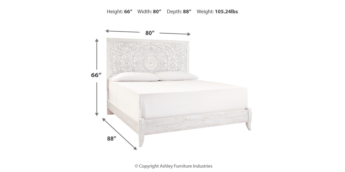 Paxberry Whitewash King Panel Bed from Ashley Furniture - Luna Furniture