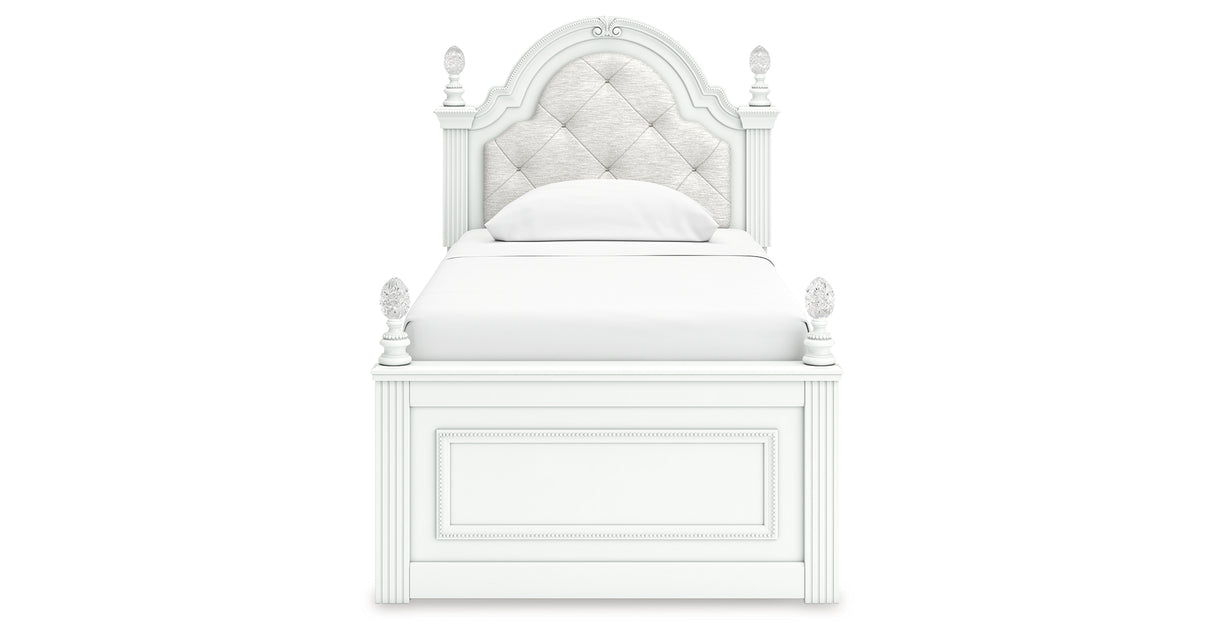 Kozlani Twin Upholstered Panel Storage Bed with Dresser in White from Ashley - Luna Furniture