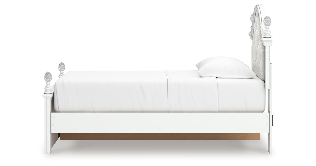 Kozlani Twin Upholstered Panel Storage Bed with Dresser and Chest in White from Ashley - Luna Furniture