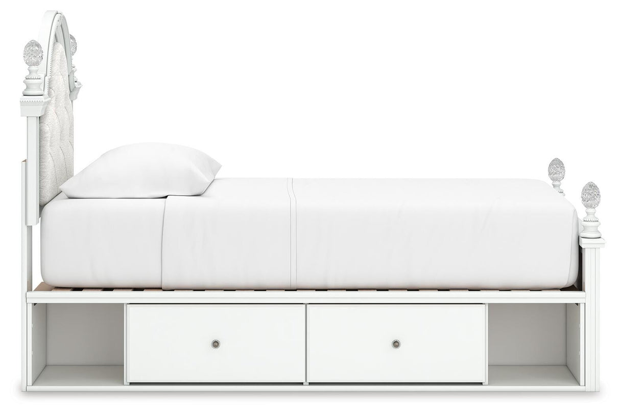 Kozlani White Twin Upholstered Panel Bed with Storage from Ashley Furniture - Luna Furniture