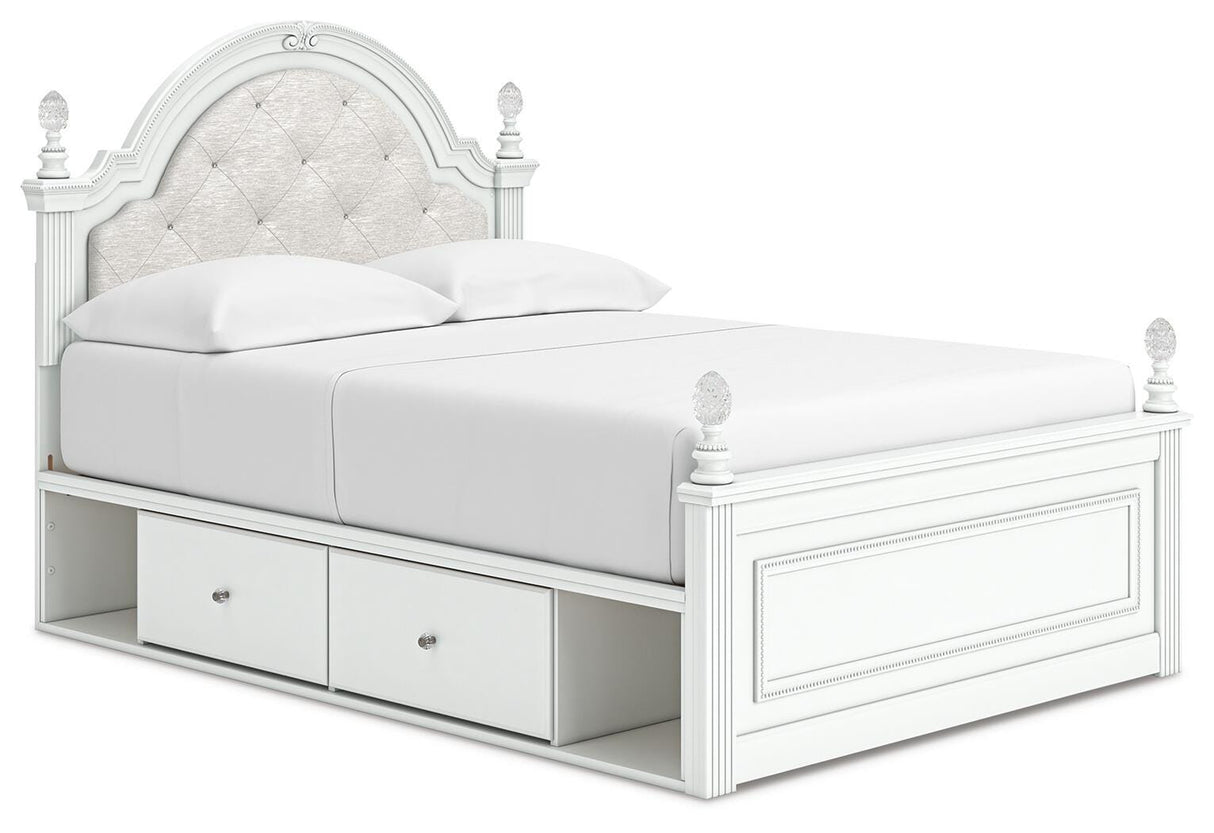 Kozlani White Full Upholstered Panel Bed with Storage from Ashley Furniture - Luna Furniture