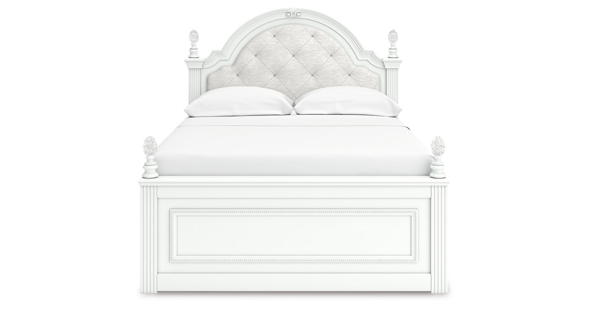 Kozlani Full Upholstered Panel Storage Bed with Dresser and Nightstand in White from Ashley - Luna Furniture
