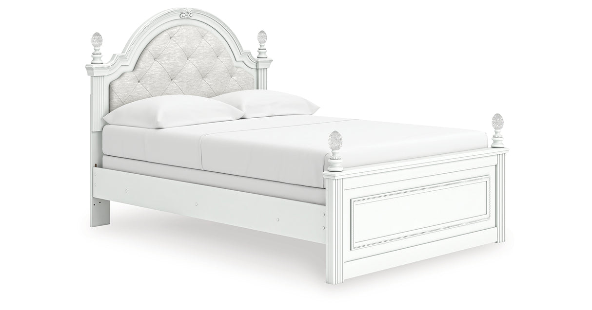 Kozlani Full Upholstered Panel Bed with Dresser and Nightstand in White from Ashley Furniture - Luna Furniture