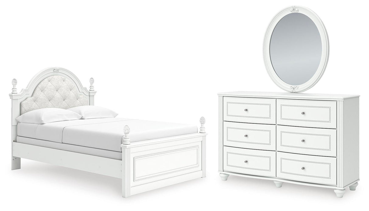Kozlani Full Upholstered Panel Bed, Dresser and Mirror from Ashley Furniture - Luna Furniture
