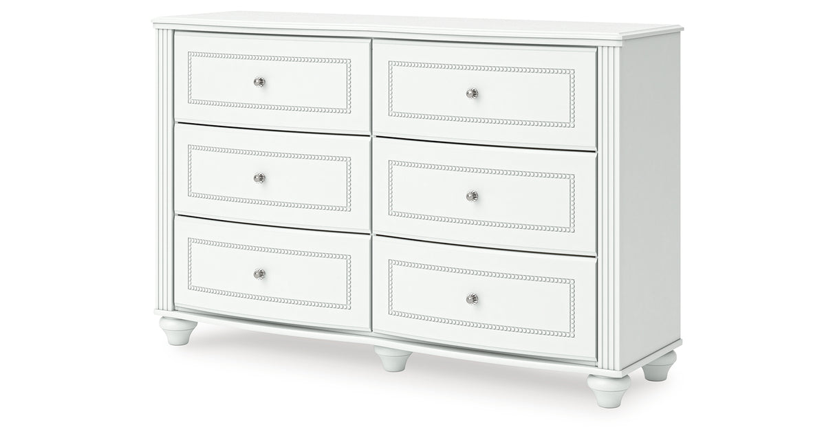 Kozlani Twin Upholstered Panel Storage Bed with Dresser and Chest in White from Ashley - Luna Furniture