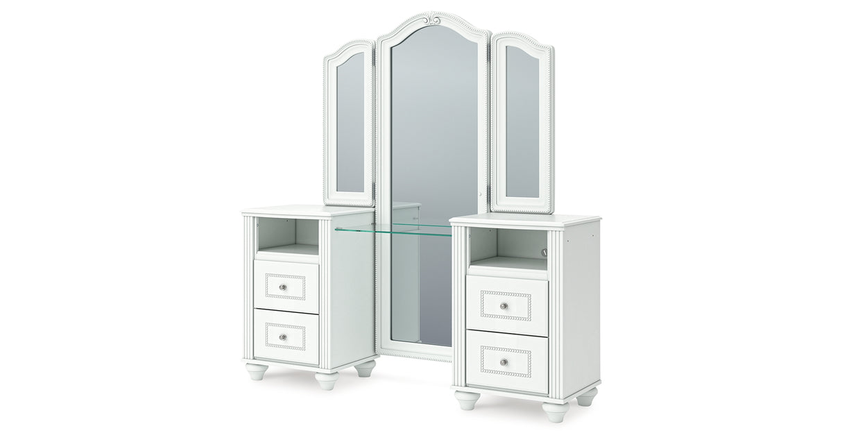 Kozlani White Vanity with Mirror from Ashley Furniture - Luna Furniture