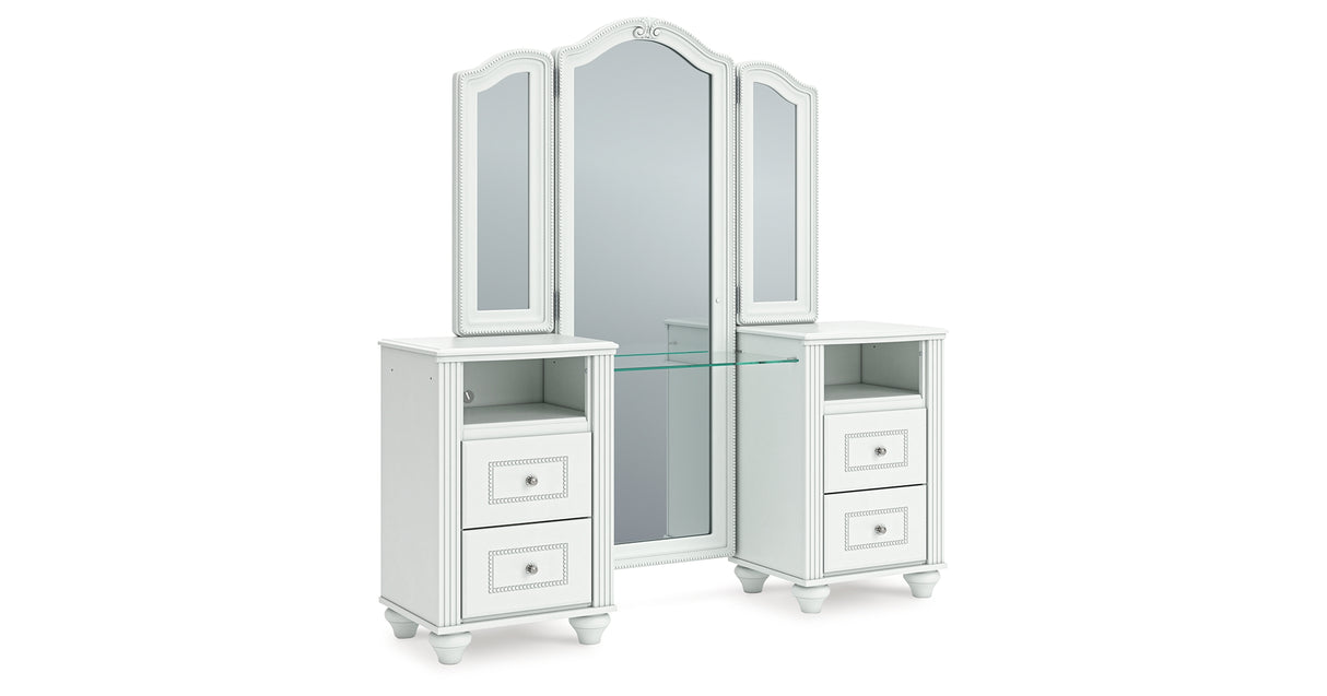 Kozlani White Vanity with Mirror from Ashley Furniture - Luna Furniture