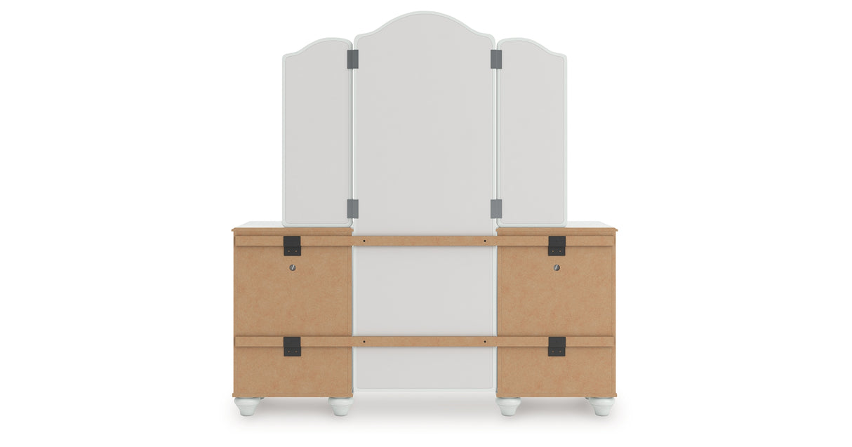 Kozlani White Vanity with Mirror from Ashley Furniture - Luna Furniture
