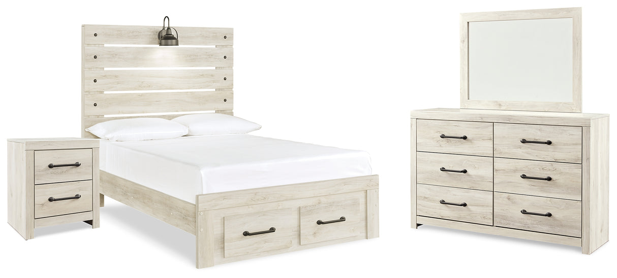 Cambeck Whitewash Full Panel Bed, Dresser, Mirror and Nightstand from Ashley Furniture - Luna Furniture