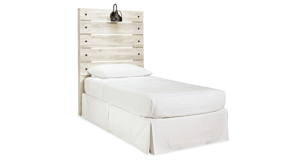 Cambeck Twin Panel Headboard Bed with Mirrored Dresser, Chest and Nightstand in Whitewash from Ashley Furniture - Luna Furniture