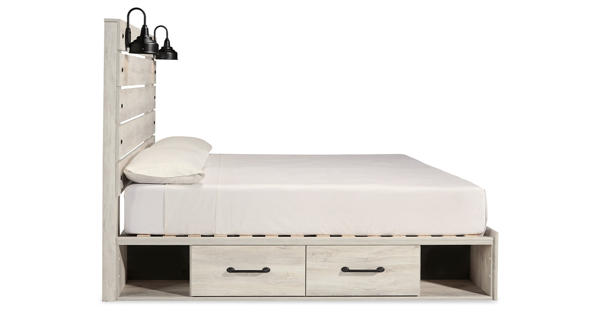 Cambeck Whitewash King Panel Bed with Storage, Chest and 2 Nightstands from Ashley - Luna Furniture