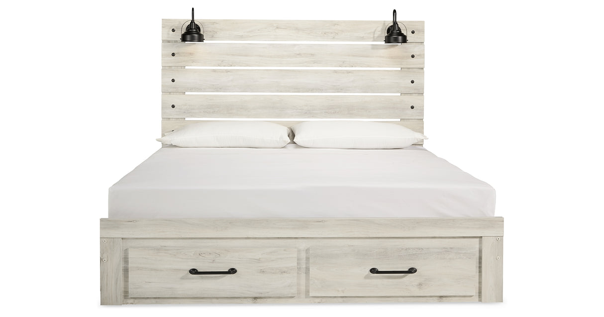 Cambeck Whitewash King Storage Bed, 2 Dressers, Mirror, and 2 Nightstands from Ashley Furniture - Luna Furniture