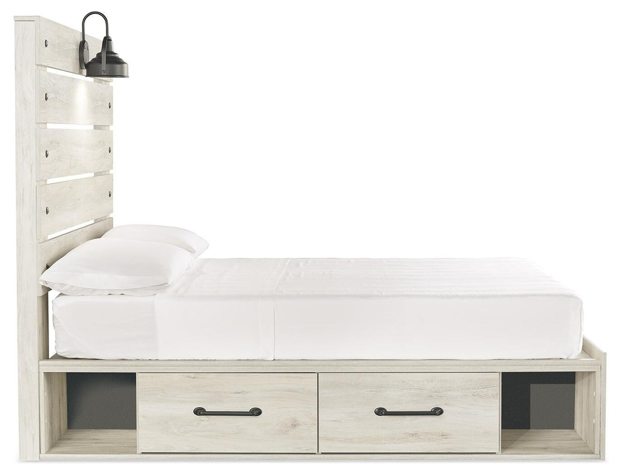 Cambeck Whitewash Full Panel Bed with Storage, Dresser, Mirror and Nightstand from Ashley Furniture - Luna Furniture