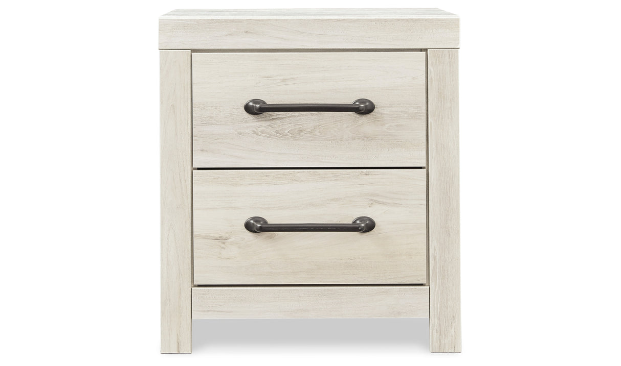 Cambeck King Panel Bed with 2 Storage Drawers with Mirrored Dresser and 2 Nightstands in Whitewash from Ashley Furniture - Luna Furniture