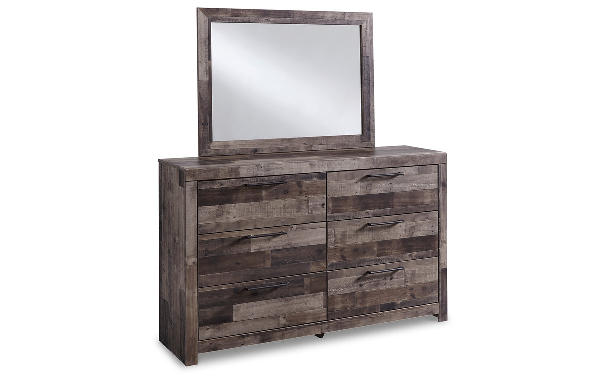 Derekson Twin Panel Headboard Bed with Mirrored Dresser and 2 Nightstands in Multi Gray from Ashley - Luna Furniture