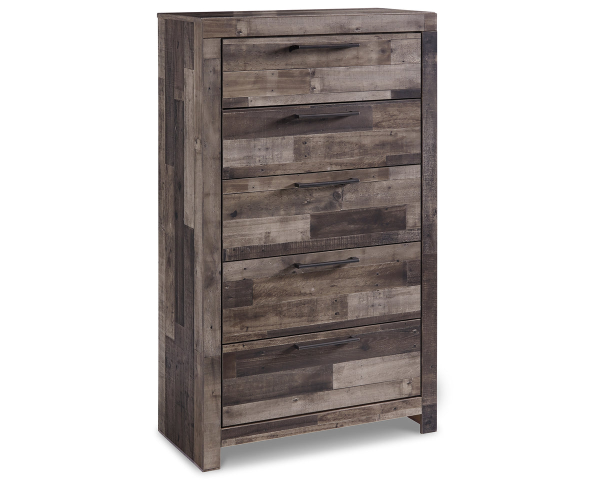 Derekson Queen/Full Panel Headboard Bed with Mirrored Dresser, Chest and Nightstand in Multi Gray from Ashley - Luna Furniture