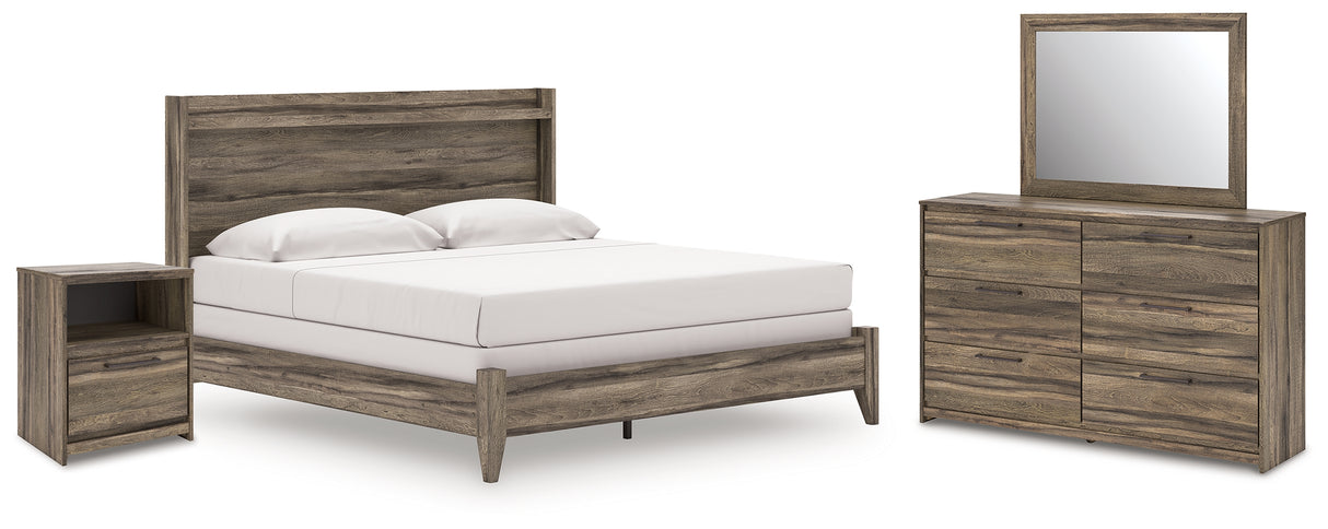 Elbrim Brown King Panel Bed, Dresser, Mirror and Nightstand from Ashley Furniture - Luna Furniture