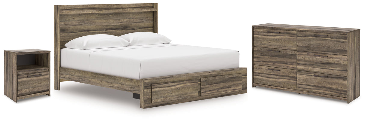 Elbrim Brown King Panel Storage Bed, Dresser and Nightstand from Ashley - Luna Furniture