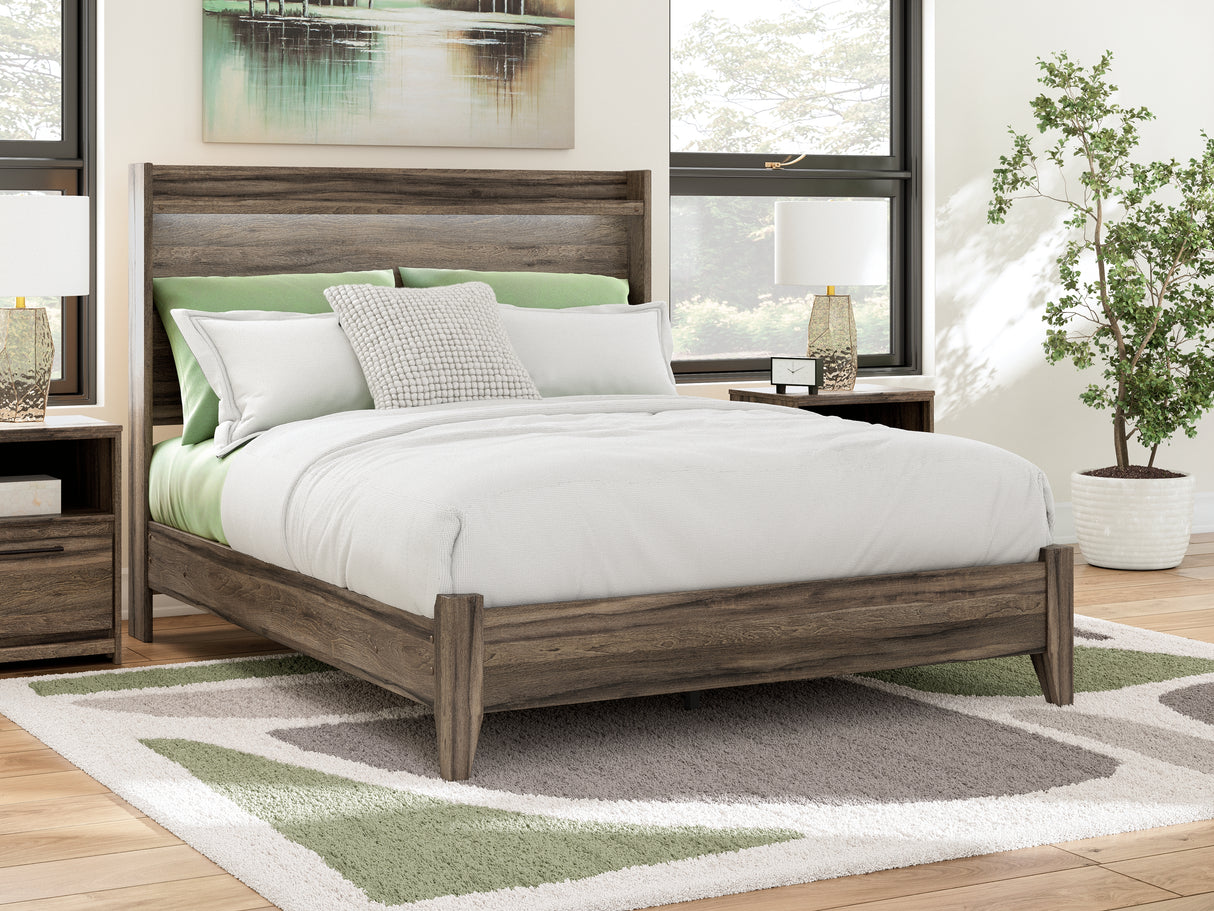 Elbrim Brown Queen Panel Bed, Dresser, Mirror and Nightstand from Ashley Furniture - Luna Furniture