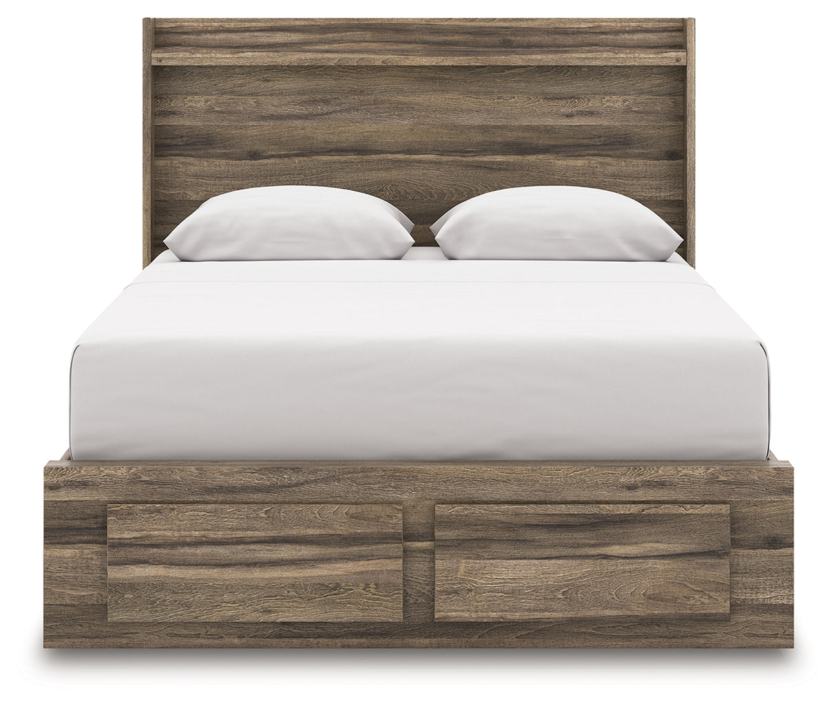 Elbrim Brown Queen Panel Storage Bed, Dresser, Mirror and Nightstand from Ashley Furniture - Luna Furniture