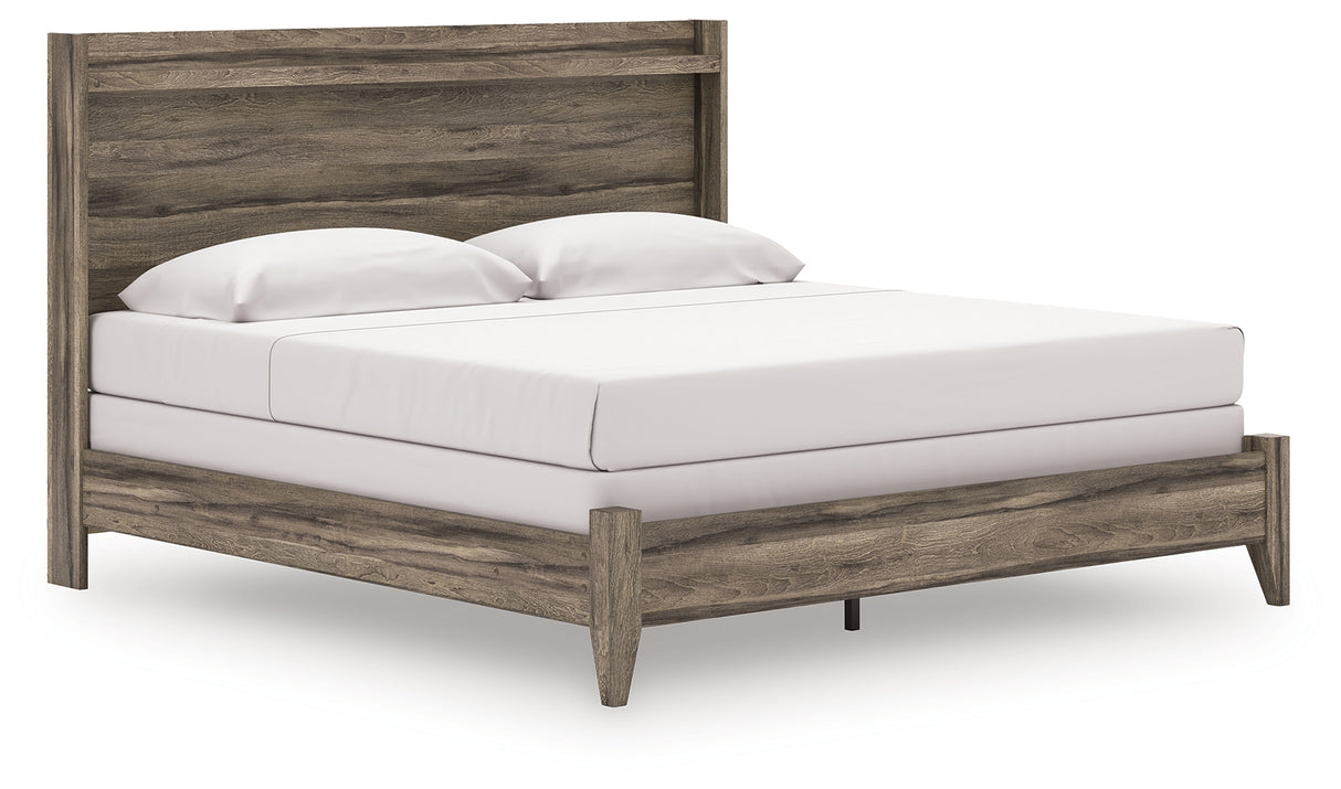 Elbrim Brown King Panel Bed, Dresser, Mirror and Nightstand from Ashley Furniture - Luna Furniture