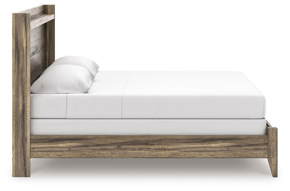 Elbrim Brown King Panel Bed, Dresser, Mirror and Nightstand from Ashley Furniture - Luna Furniture