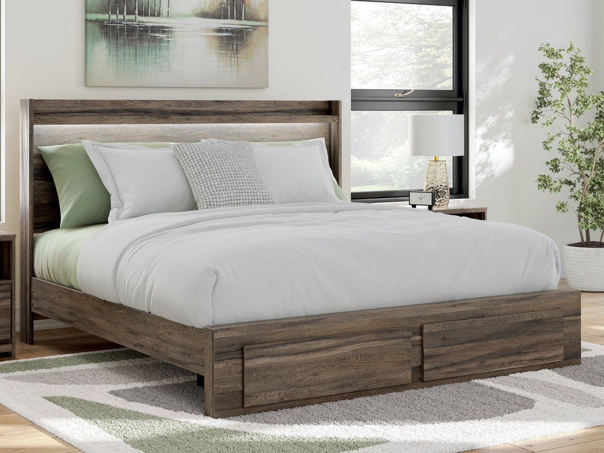 Elbrim Brown King Panel Storage Bed, Dresser and Nightstand from Ashley - Luna Furniture