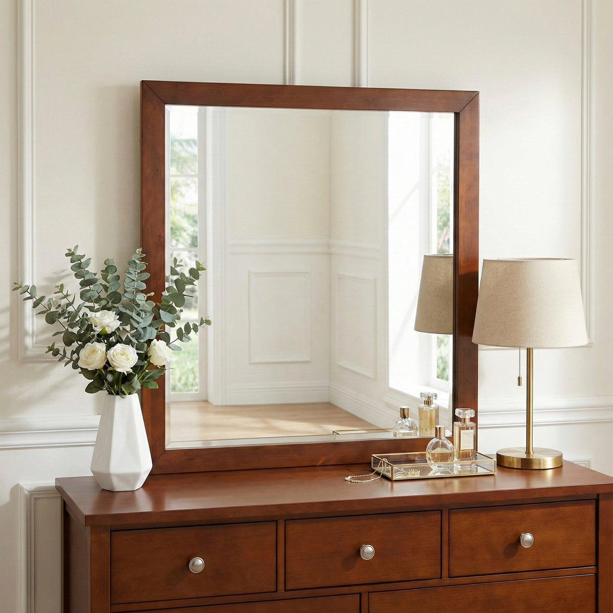 Rowe Dark Cherry Mirror, Wide from Homelegance - Luna Furniture