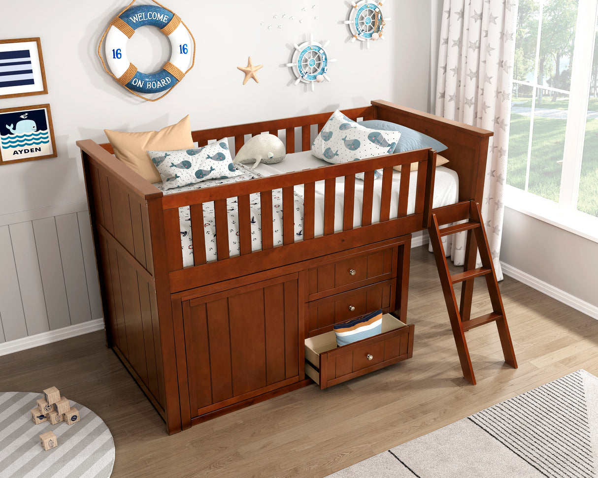 Rowe Dark Cherry Twin Captains Trundle Bed from Homelegance - Luna Furniture