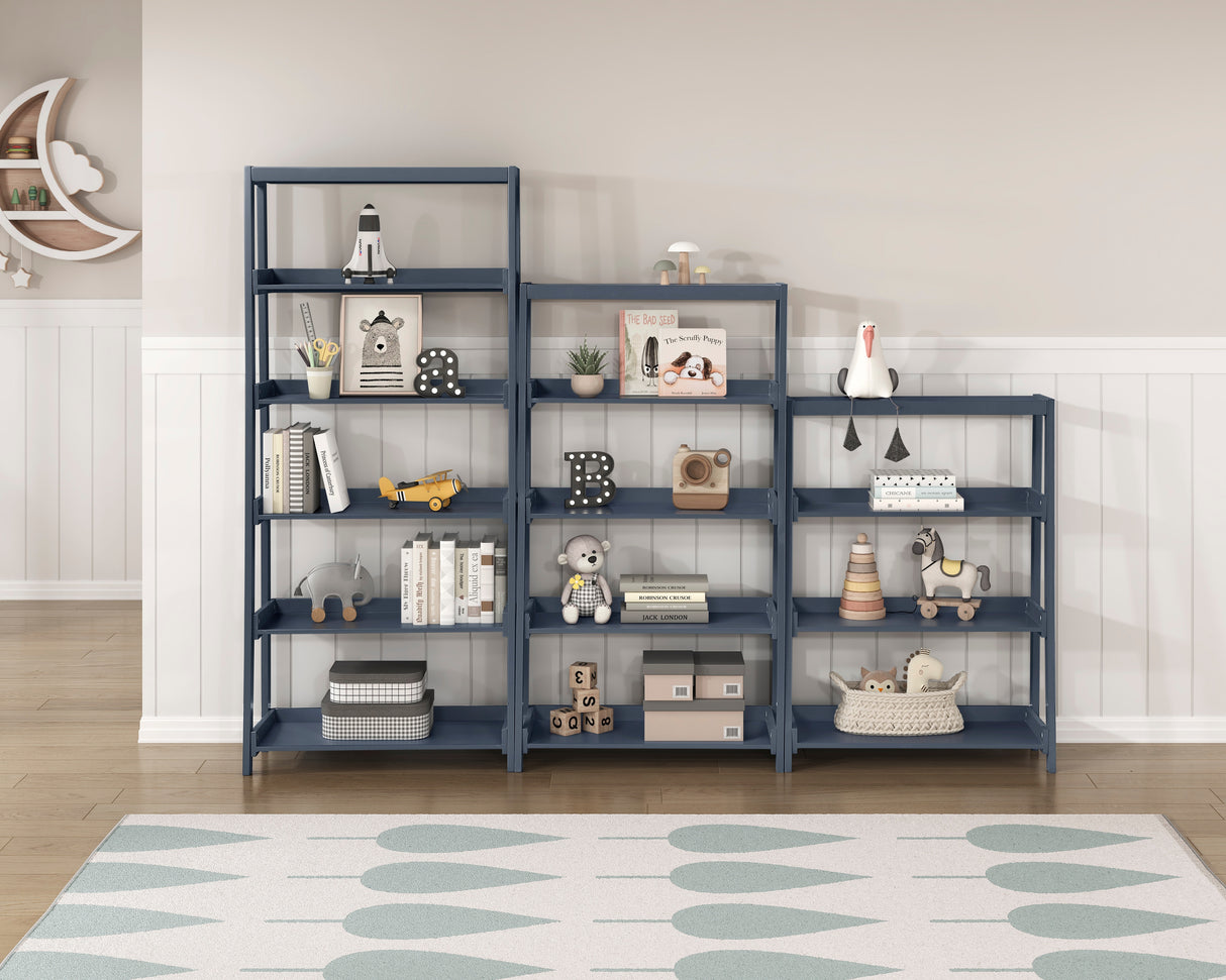 Sloane Navy Blue Bookcase, 4 Fixed Shelves from Homelegance - Luna Furniture