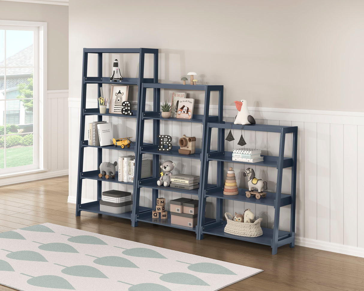 Sloane Navy Blue Bookcase, 3 Fixed Shelves from Homelegance - Luna Furniture