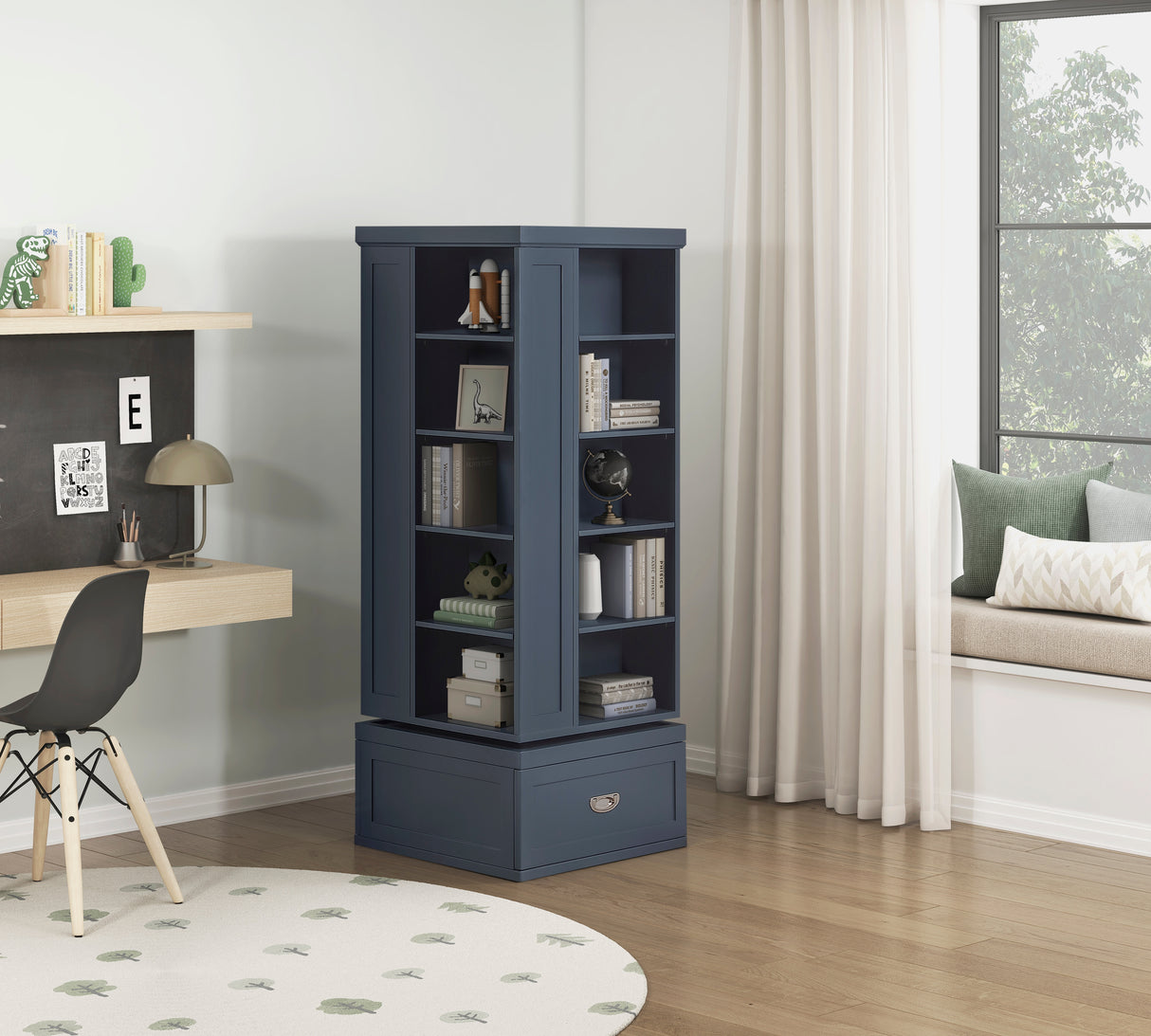 Sloane Navy Blue Swivel Bookcase from Homelegance - Luna Furniture
