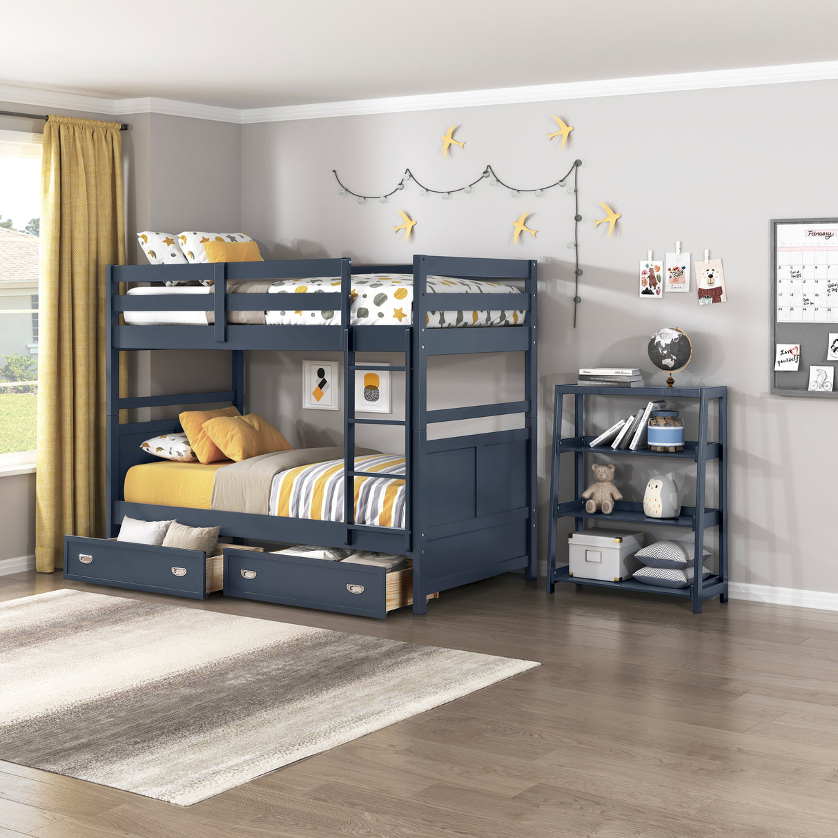 Sloane Navy Blue Twin/Full Bunk Bed from Homelegance - Luna Furniture