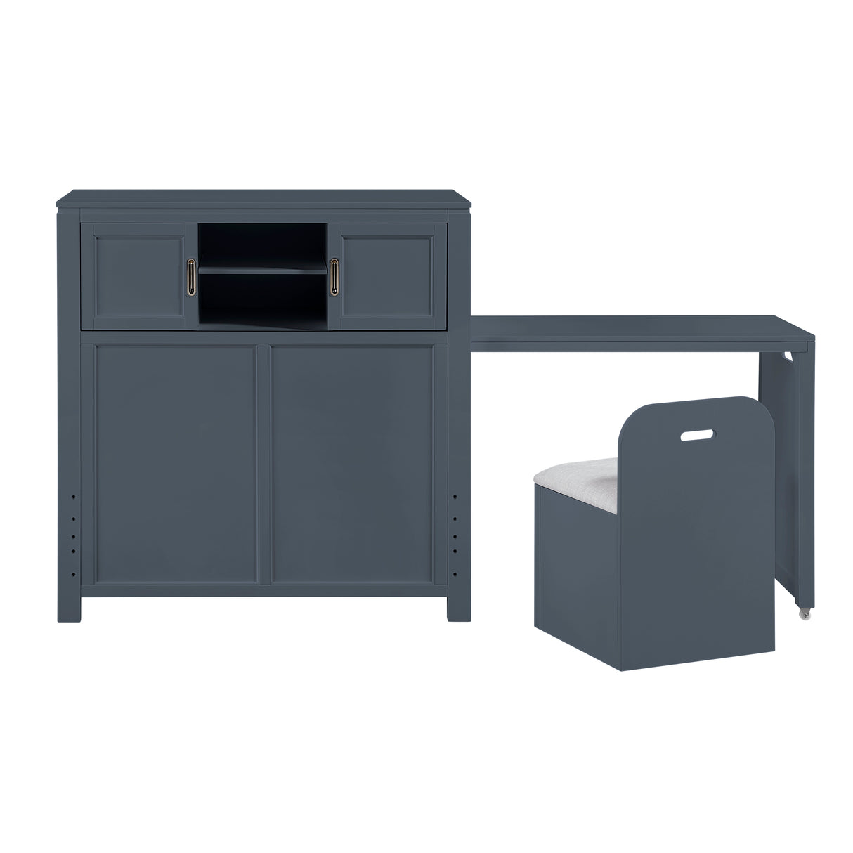 Sloane Navy Blue Twin Bookcase Bed with Hidden Desk, Stool and Storage Bench from Homelegance - Luna Furniture