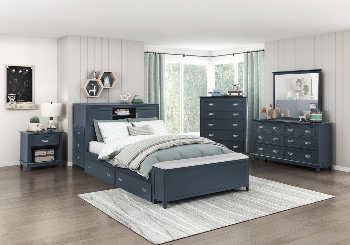 Sloane Navy Blue Twin/Full Bunk Bed from Homelegance - Luna Furniture