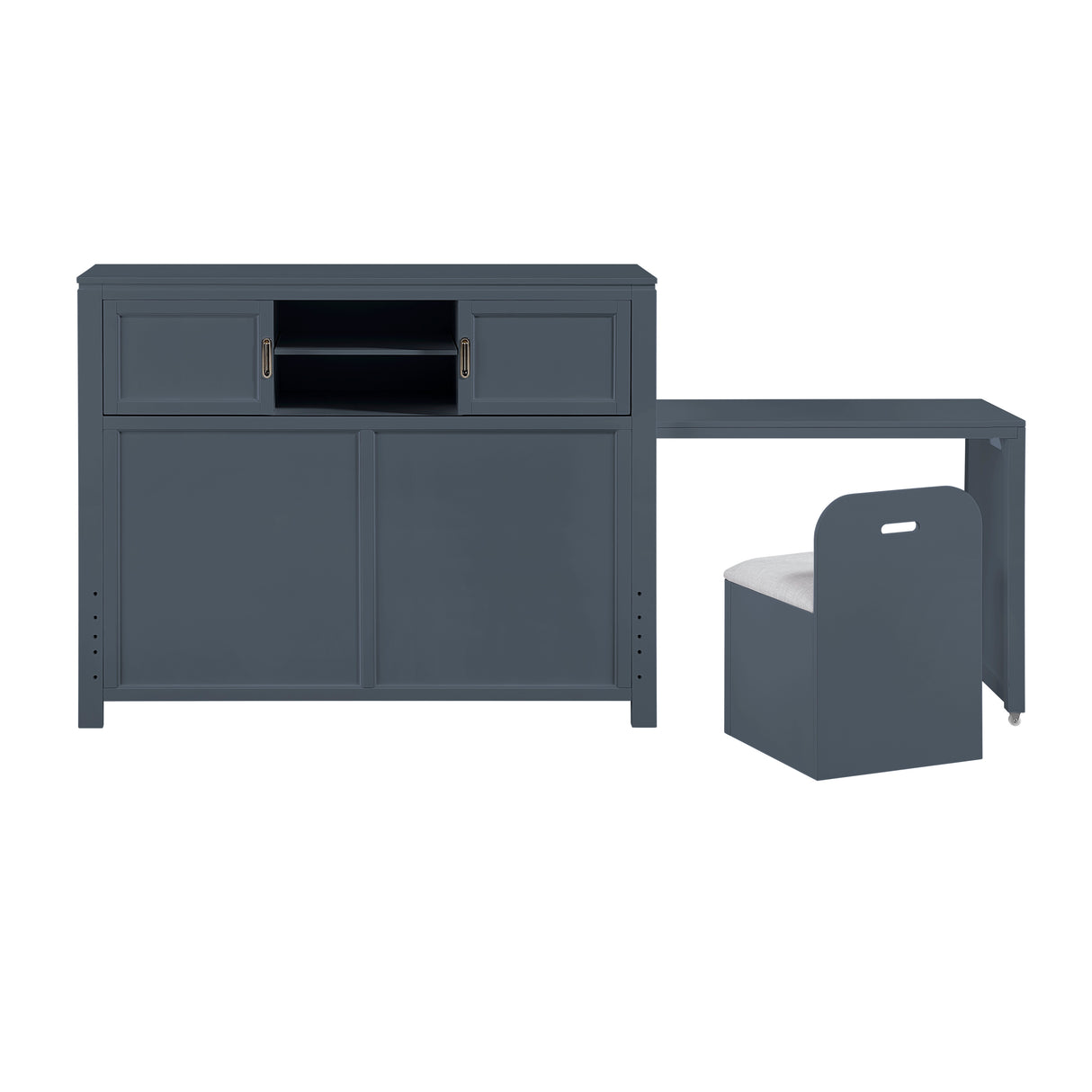 Sloane Navy Blue Full Bookcase Bed with Hidden Desk, Stool and Storage Bench from Homelegance - Luna Furniture