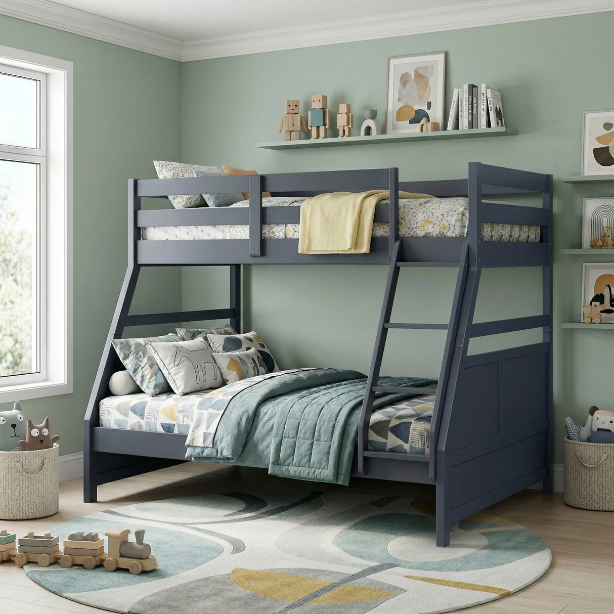 Sloane Navy Blue Twin/Full Bunk Bed from Homelegance - Luna Furniture