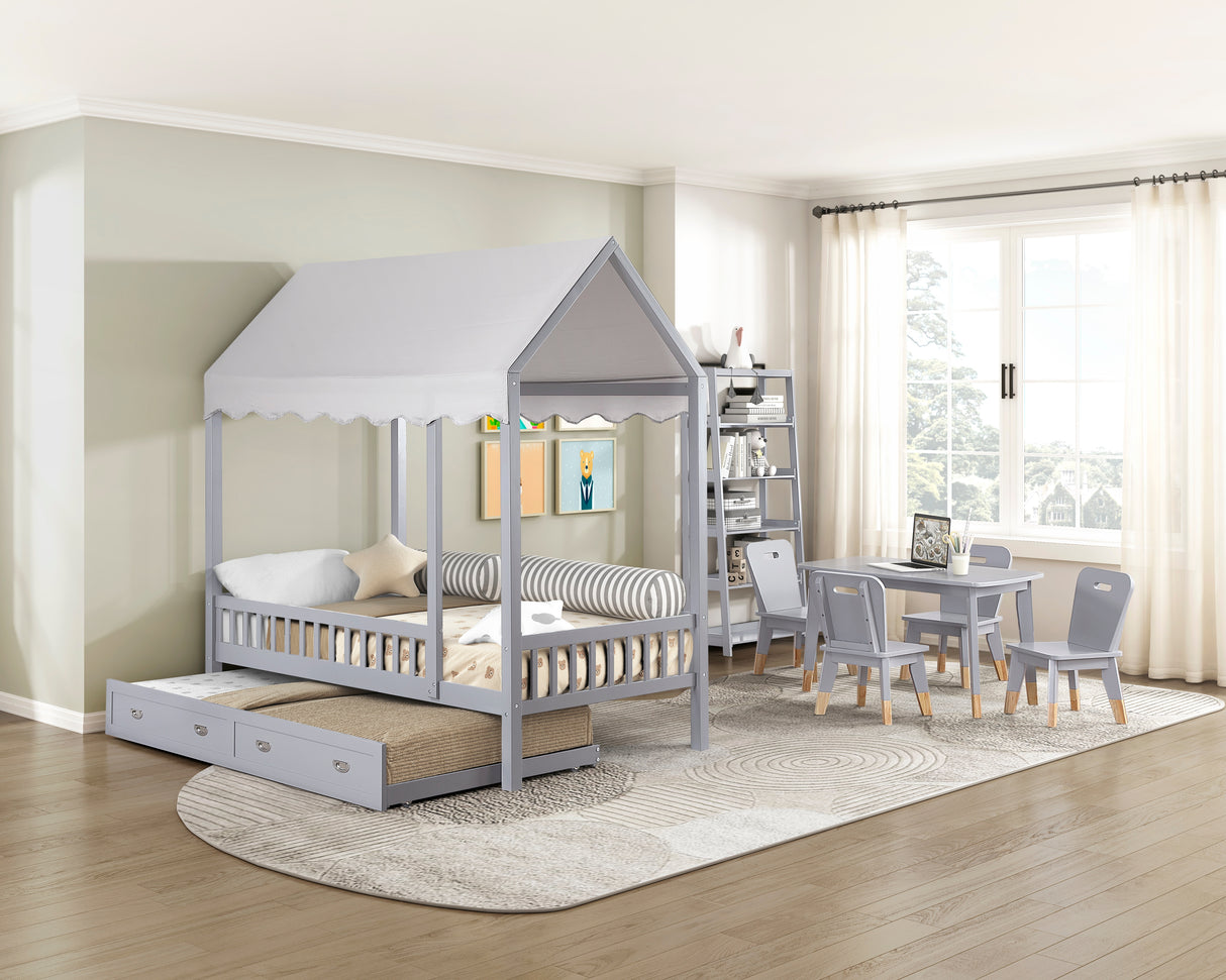 Sloane Gray Bookcase, 5 Fixed Shelves from Homelegance - Luna Furniture