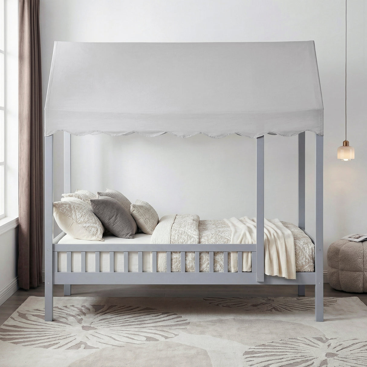 Sloane Gray Twin Canopy Platform Bed from Homelegance - Luna Furniture