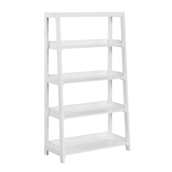 Sloane White Bookcase, 4 Fixed Shelves