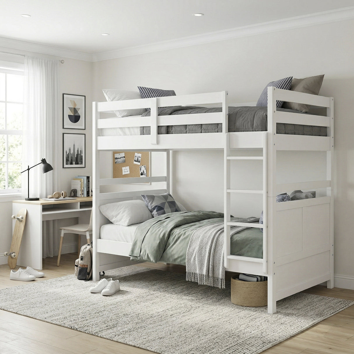 Sloane White Twin/Twin Bunk Bed from Homelegance - Luna Furniture