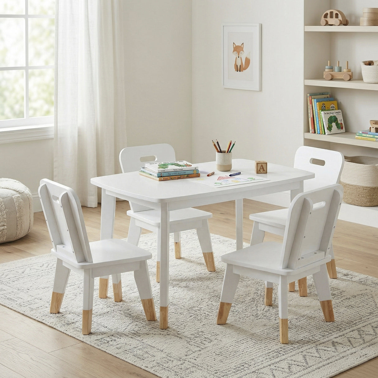 Sloane White 5-Piece Pack Children Table and Chairs Set from Homelegance - Luna Furniture