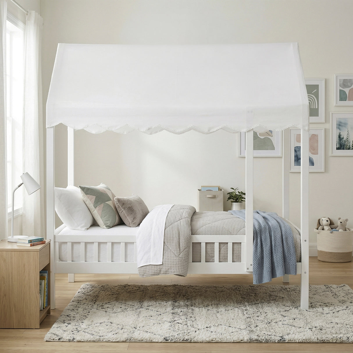 Sloane White Twin Canopy Platform Bed from Homelegance - Luna Furniture