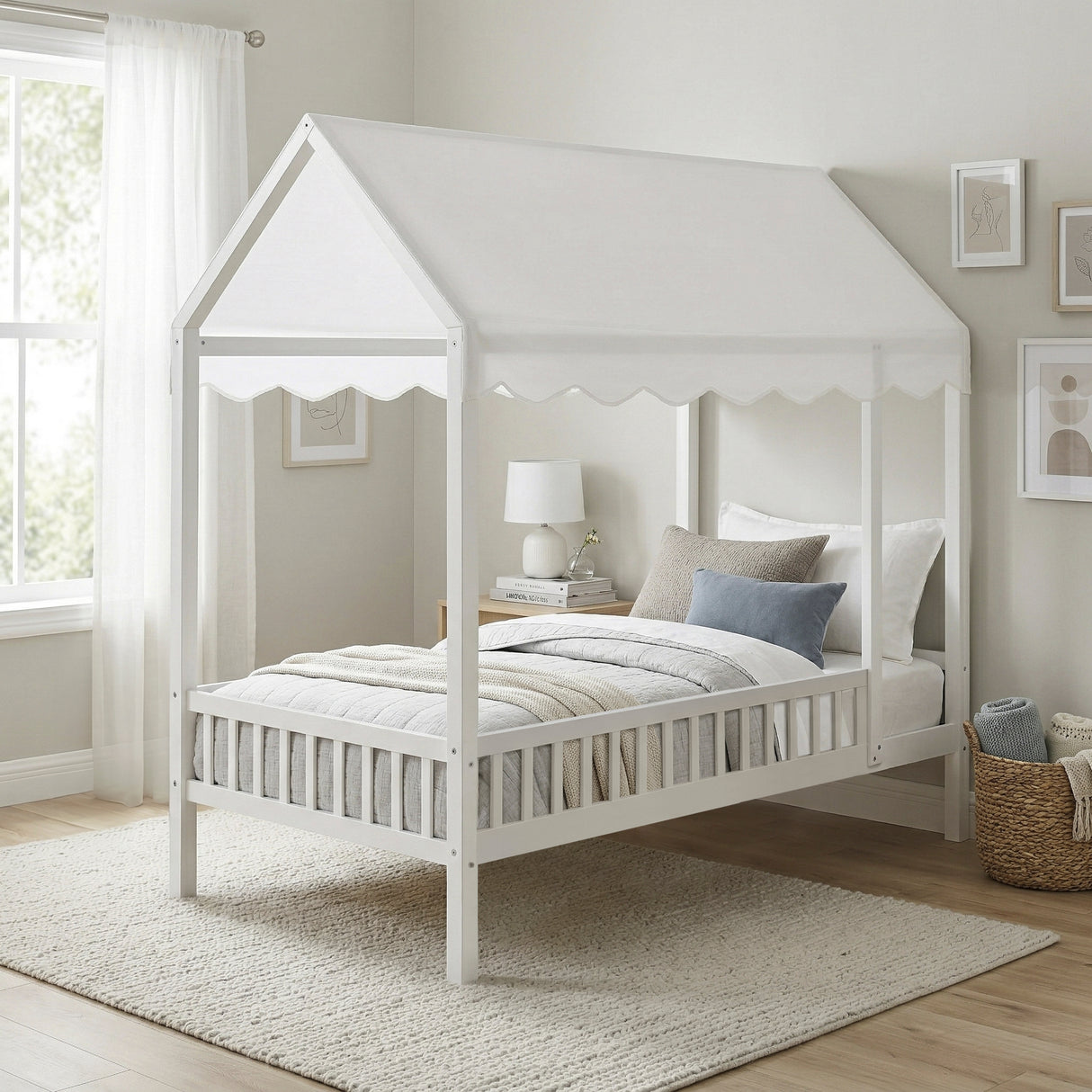 Sloane White Twin Canopy Platform Bed from Homelegance - Luna Furniture