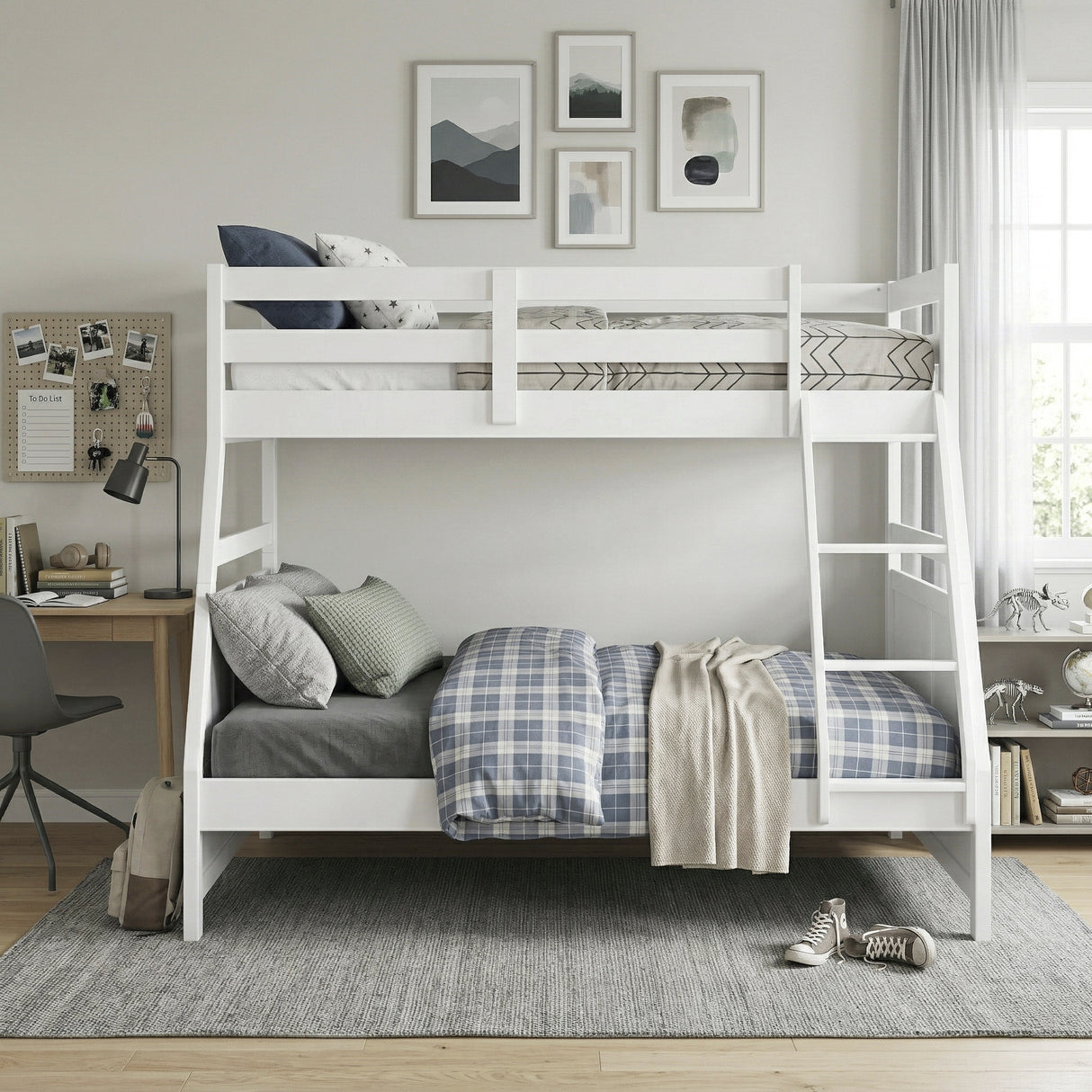 Sloane White Twin/Full Bunk Bed from Homelegance - Luna Furniture