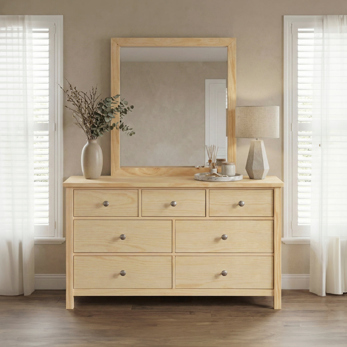 Bartly Natural Wide Dresser Mirror (Mirror Only) from Homelegance - Luna Furniture