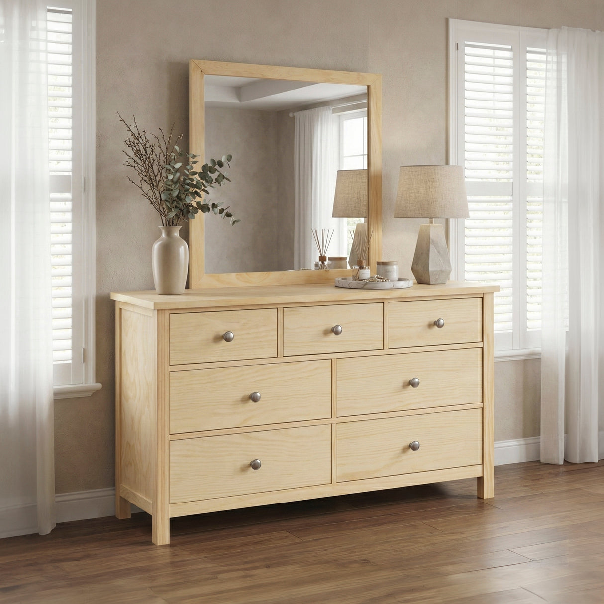 Bartly Natural Wide Dresser Mirror (Mirror Only) from Homelegance - Luna Furniture