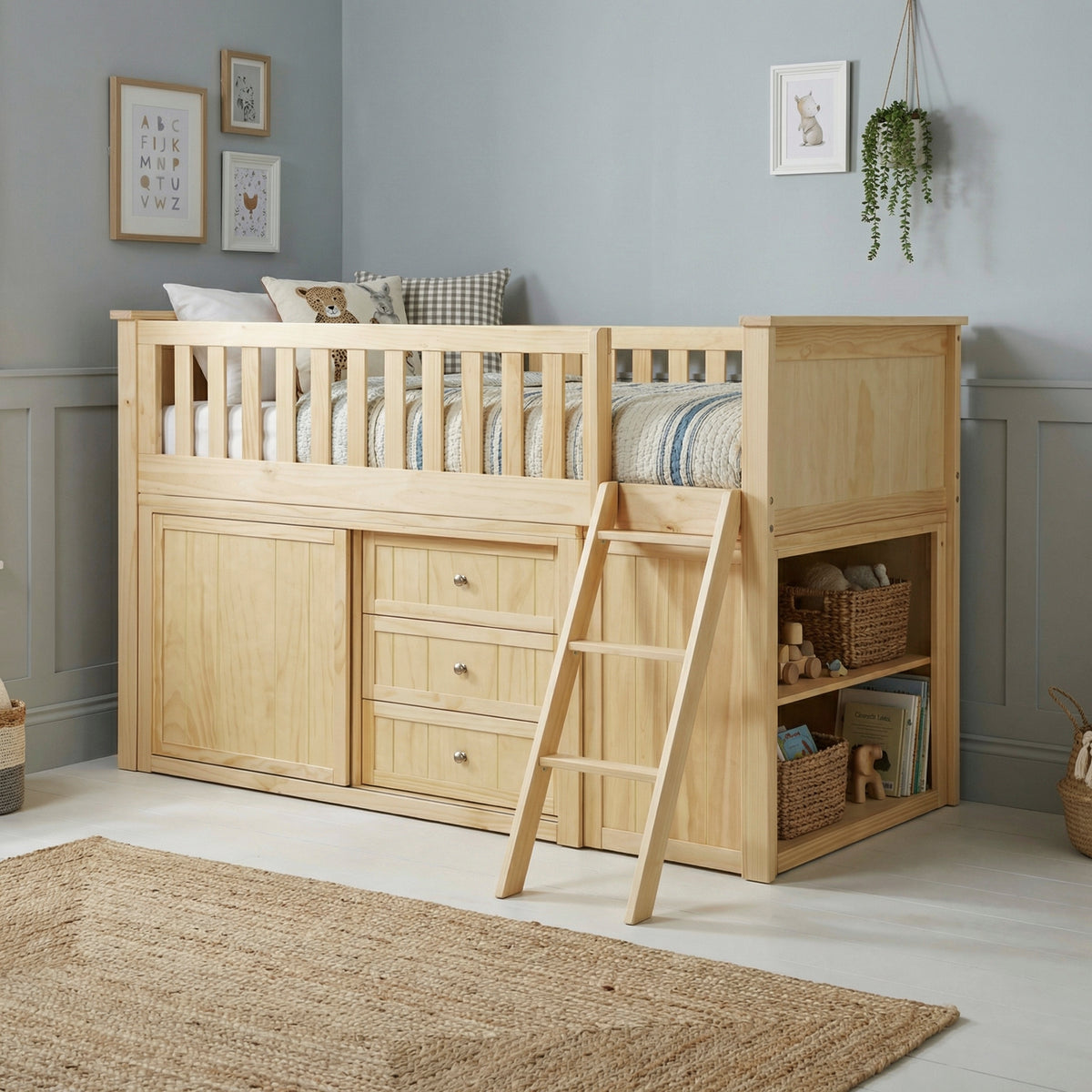 B2043LL-1*BC2DR (6) Low Loft Bunk with Bookcase and 2 Dressers from Homelegance - Luna Furniture