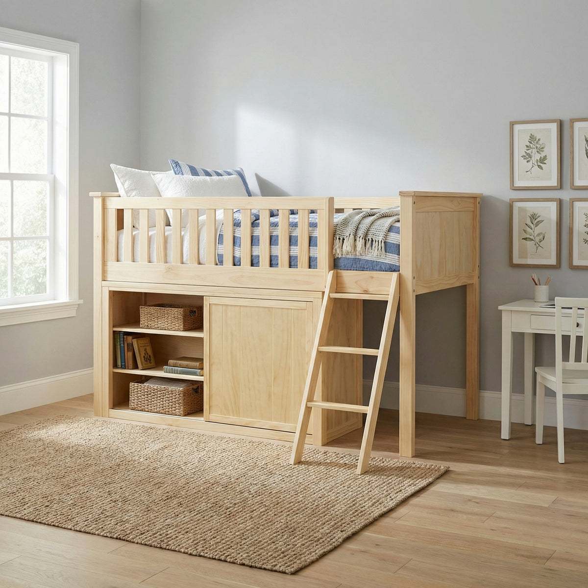 B2043LL-1*DR (4) Low Loft Bunk with Dresser from Homelegance - Luna Furniture