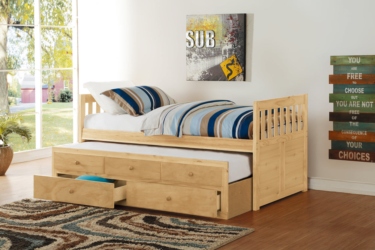 Bartly Pine Twin/Twin Trundle Bed from Homelegance - Luna Furniture